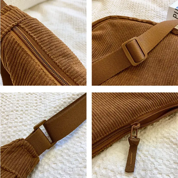 Sac à bandoulière Hobos en velours côtelé pour femmes
