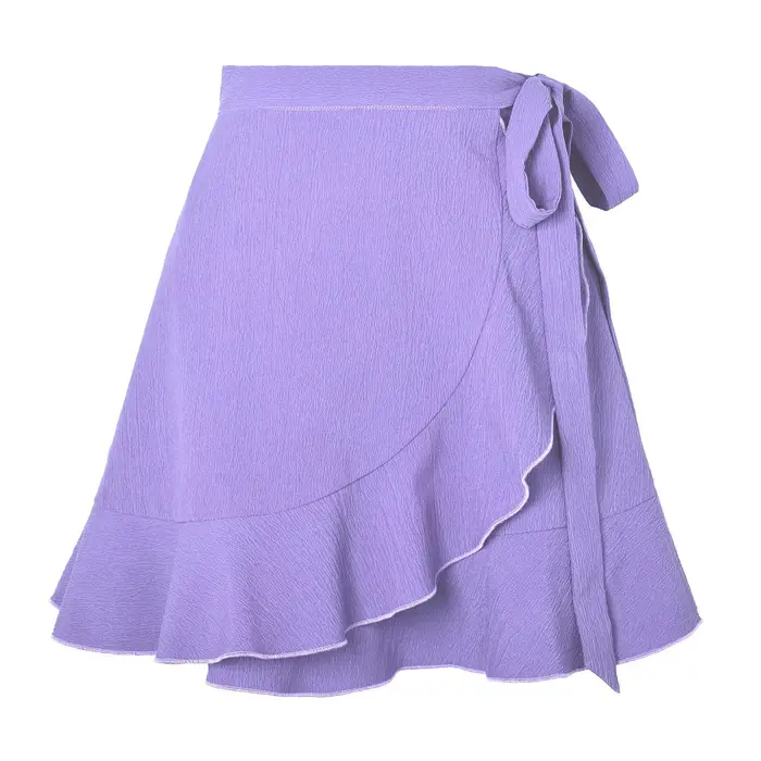 Mini jupe d'été en mousseline de soie pour femmes, taille haute, volants, nœud papillon, à lacets, l