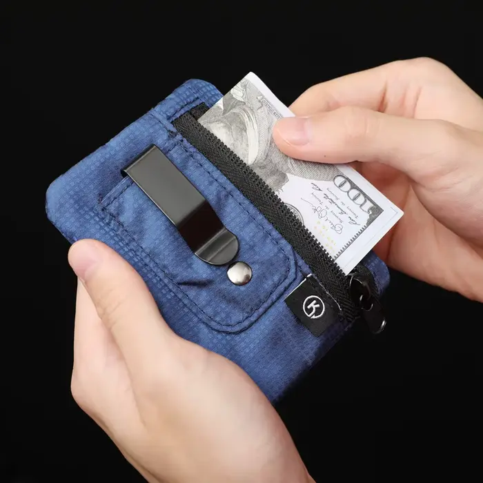 Mini porte-monnaie, pochette en tissu Simple avec fermeture éclair et Clip de ceinture
