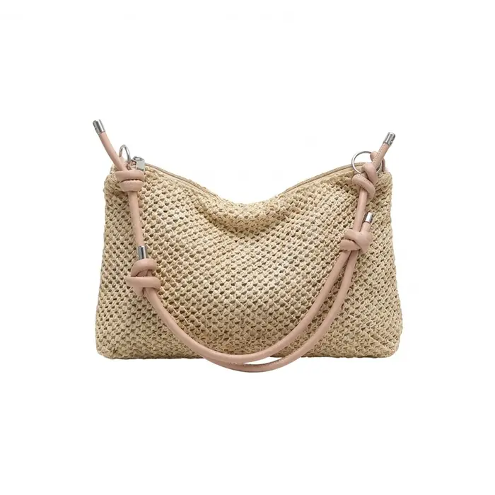 Sac à bandoulière en paille pour femmes, sac à main d'été léger et décontracté avec sangle réglable