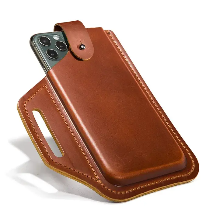 Étui en cuir véritable pour téléphone en poudre