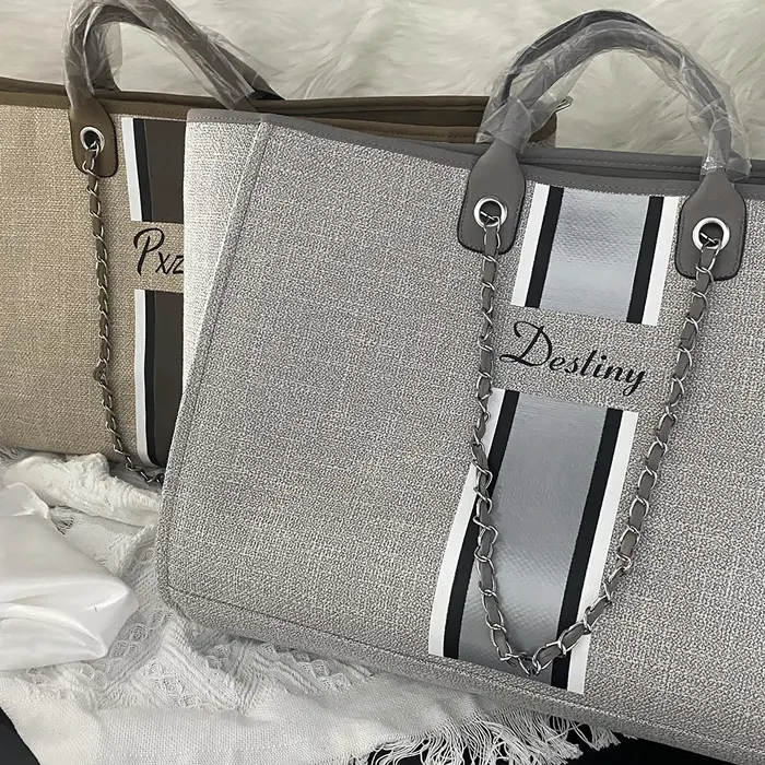 Personnaliser monogramme sac fourre-tout grande maman Mini toile sac à main sacs de voyage personnalisé chaîne sac