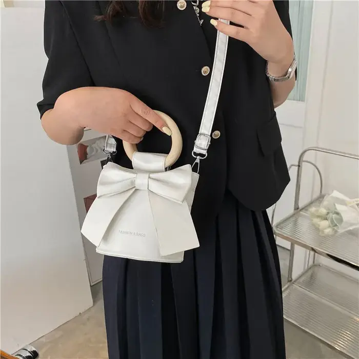 Mini sac à main rond en cuir PU pour femmes