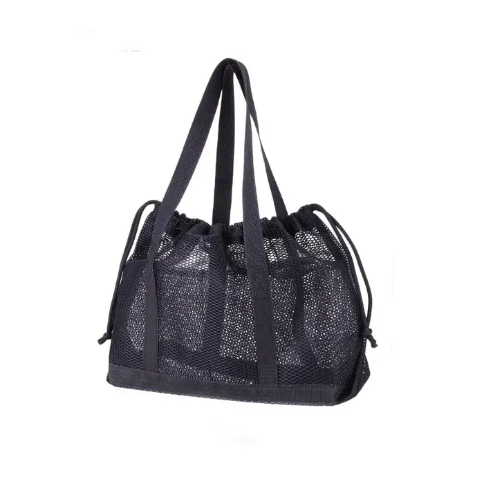 Sac de plage pliable en maille avec cordon de serrage