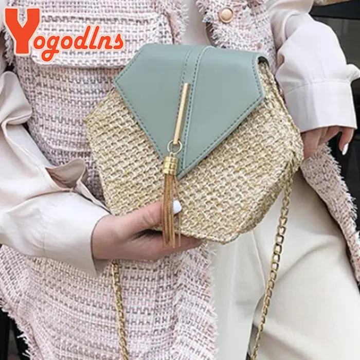 Yogodlns-Sac à main en rotin pour femmes
