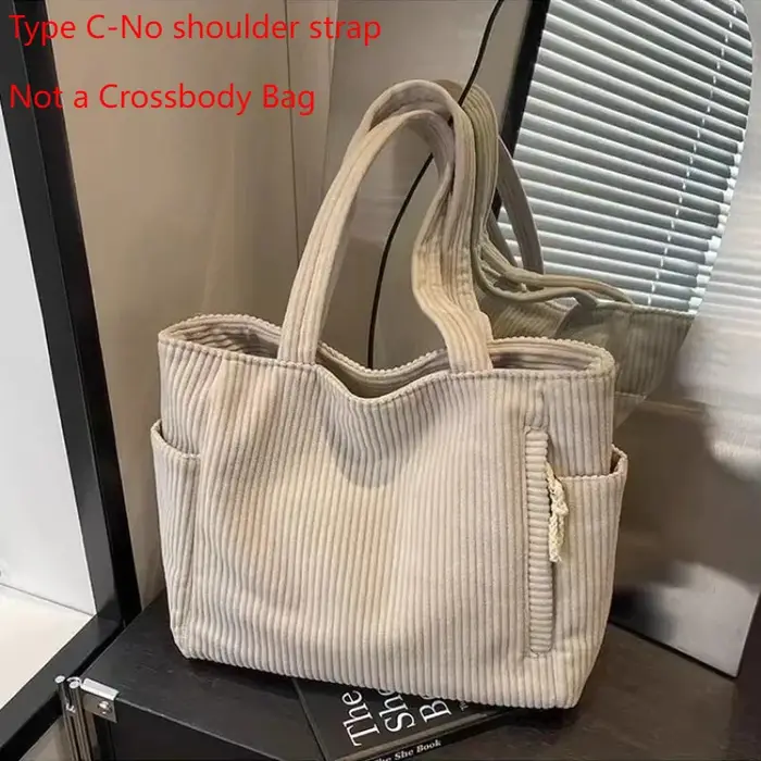 Sac à bandoulière polyvalent à la mode, sac carré en velours côtelé pour les déplacements universita