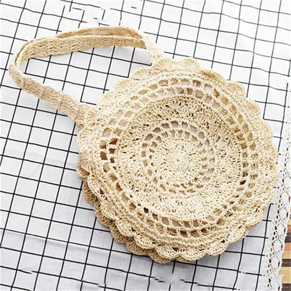 Sacs à main bohème en paille pour femmes, sacs à main de plage circulaires, sacs à bandoulière d'été