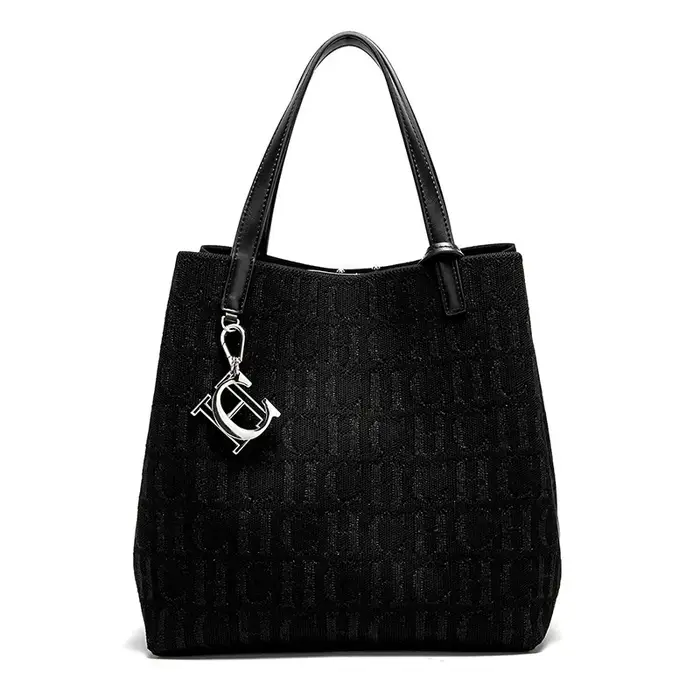 Sac fourre-tout grande capacité CH pour femme, sac à bandoulière minimaliste de couleur unie avec im