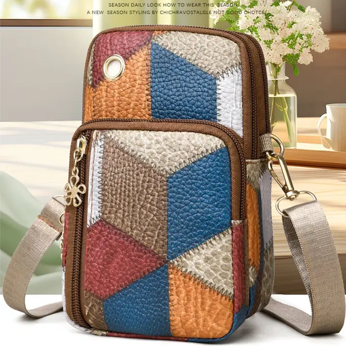 Sac à bandoulière Patchwork à motif de diamant pour femmes