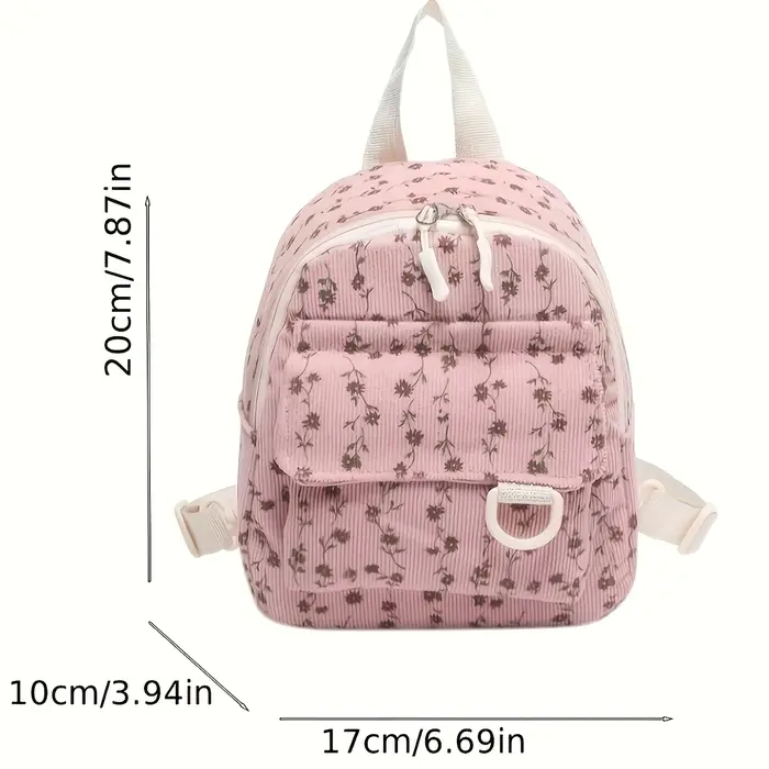 Mini sac à dos pour femme avec motif floral marron et ruban en satin couleur café