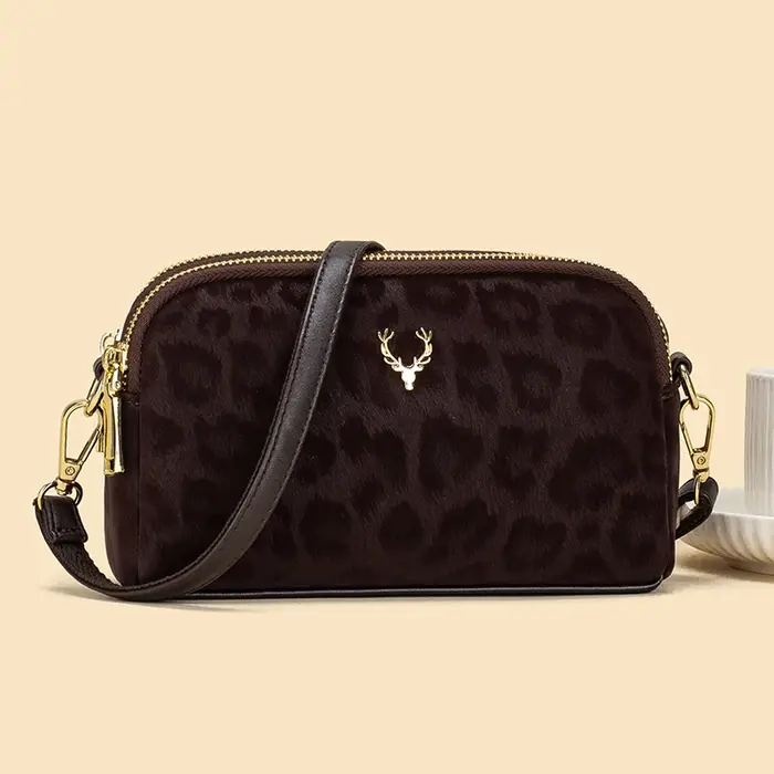 Sac à bandoulière simple imprimé léopard pour femmes