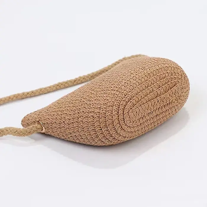 Sac en paille tissé de couleur unie