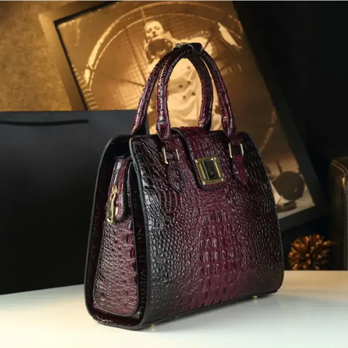Sac à main pour femme, motif imitation crocodile, design rétro décontracté, bandoulière, grande capacité, pour usage quotidien