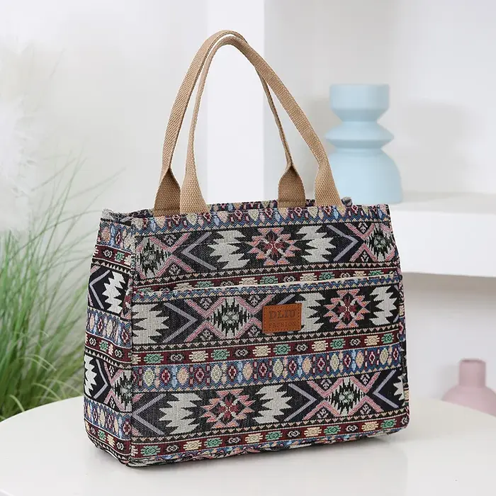 Sac fourre-tout en tissu jacquard tricoté épais pour femme