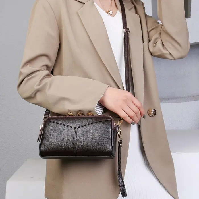 Petit sac bandoulière en cuir véritable pour femme