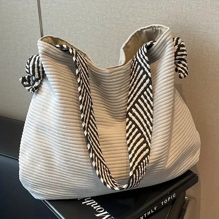 Sac fourre-tout en velours côtelé pour femmes