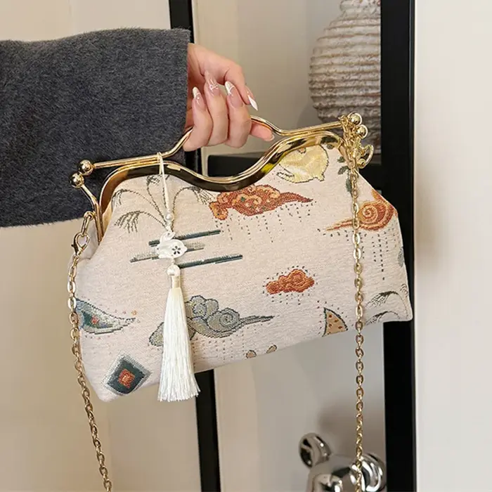 JOinitied-Pochette à franges vintage pour femme