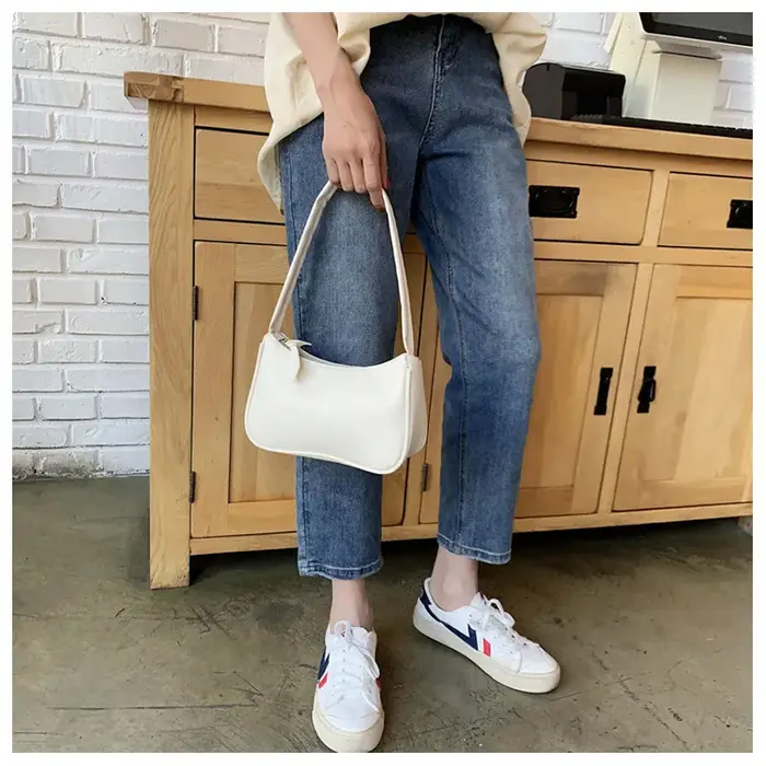 Nouveau rétro souple en cuir PU femmes épaule sous les bras sacs décontracté couleur unie petit haut-poignée