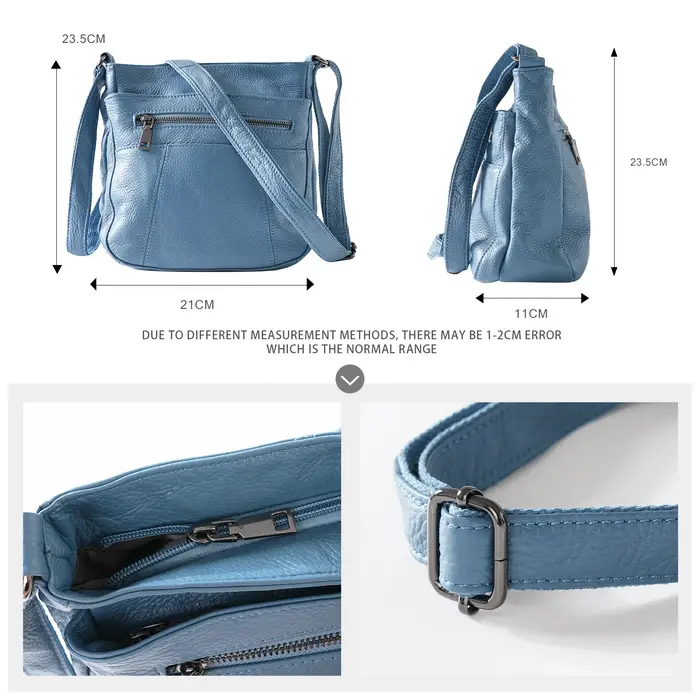 ANGENGRUI nouveau sac pour femme en cuir véritable décontracté une épaule sac à bandoulière multi poche sac de messager