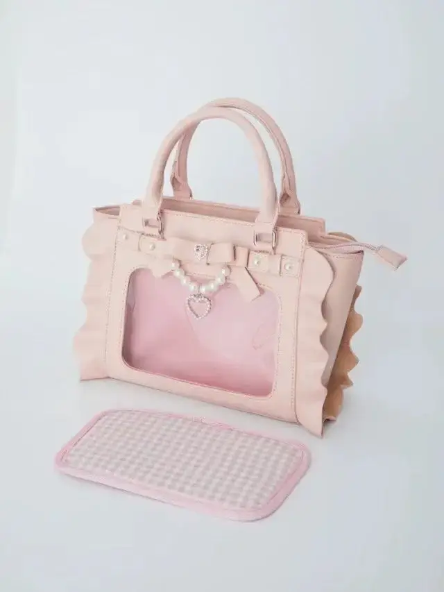 Harajuku carré rose Ita sac femmes nouveau japonais perle poignée sac de messager portefeuille femme doux mignon sacs à bandoulière esthétique
