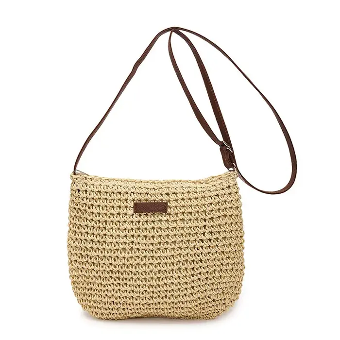 Sac en paille tressé, bandoulière unique, style INS, pour femme, idéal plage et bord de mer