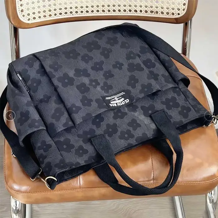 Sac fourre-tout en toile multifonctionnel à motif floral 3D