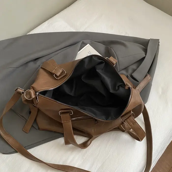 Sac fourre-tout de grande capacité pour femmes, sac à bandoulière de voyage de bonne qualité, sac à main noir marron pour dames, sacoche en cuir Pu solide
