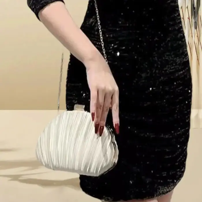 Nouvelle Pochette de Soirée Élégante en Forme de Coquille avec Doublure en Nylon