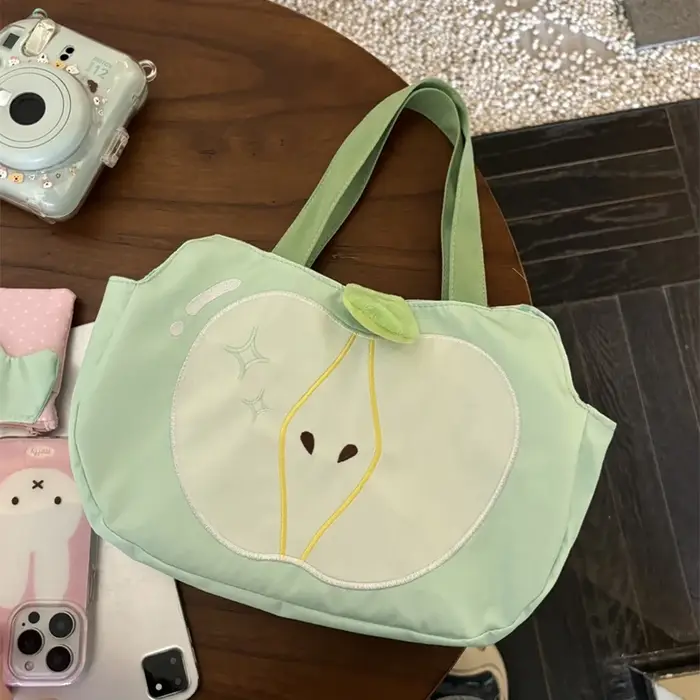 Sac à main pomme rouge créatif et mignon en velours côtelé, sac à bandoulière élégant en toile pour 