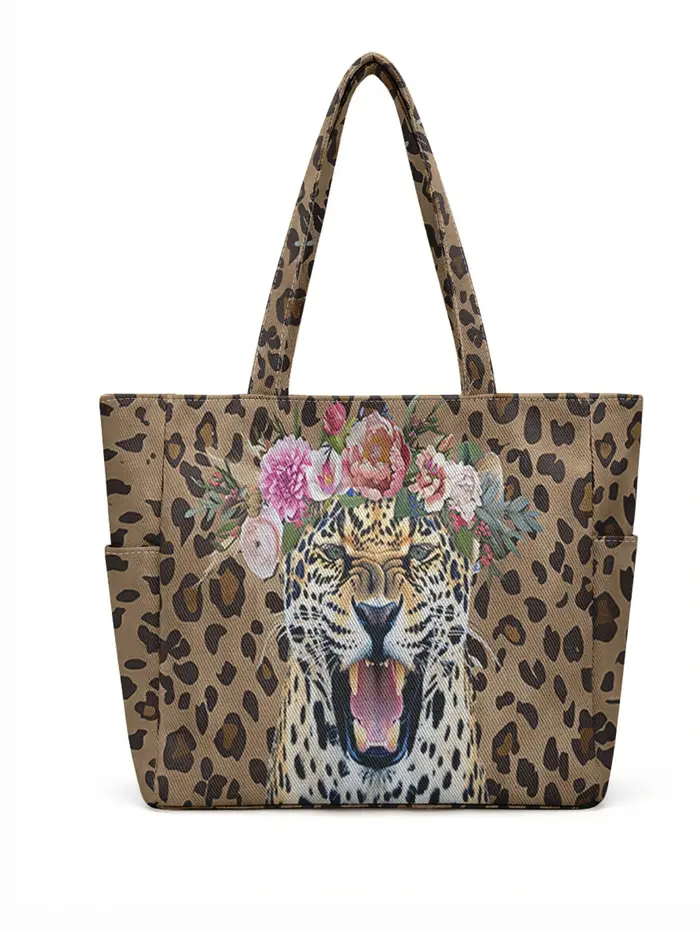 Sac à main pour femme à imprimé léopard