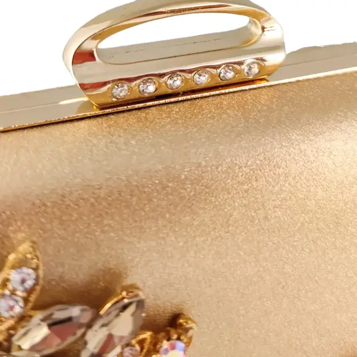 Pochette de soirée en cristal doré pour femme