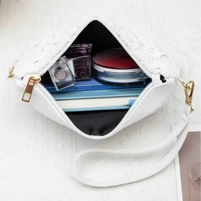 2025 Style bohème polyvalent évider bandoulière tissé sac décontracté plage florale femmes sac
