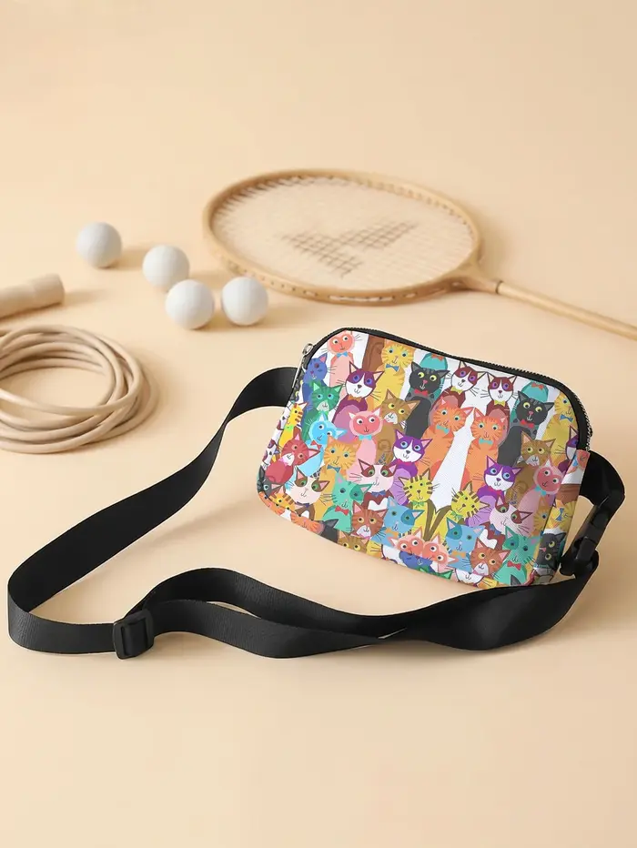 Sac banane coloré à imprimé chat de dessin animé
