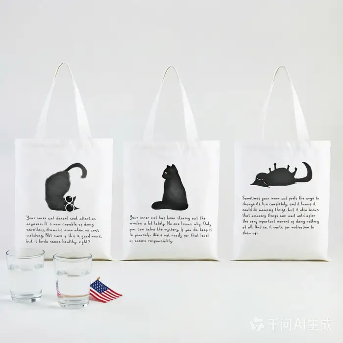 Sac à main pour femme motif chat noir mignon et paresseux