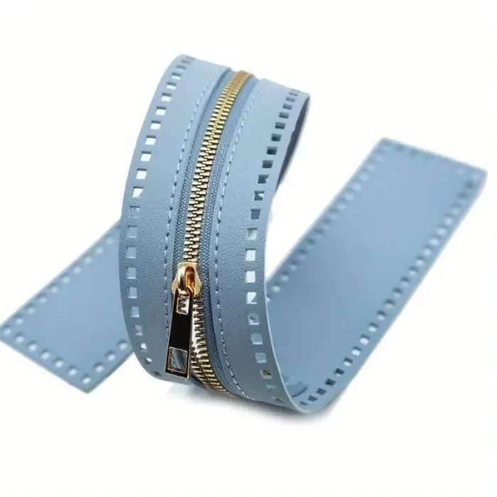 Fermeture éclair en cuir PU pour sac tissé