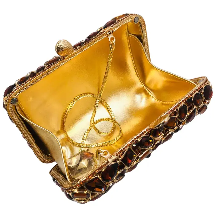 Boutique De FGG marron sacs De soirée et pochettes pour femmes pochette formelle fête De mariage strass