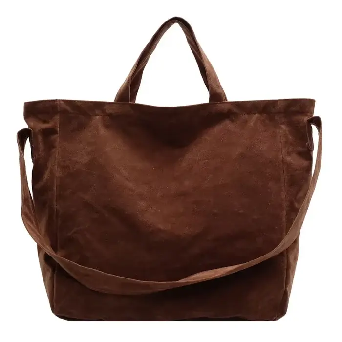 Sac à Main en Velours de Grande Capacité, Fourre-Tout à Fermeture Éclair, Solide, à la Mode, Souple 