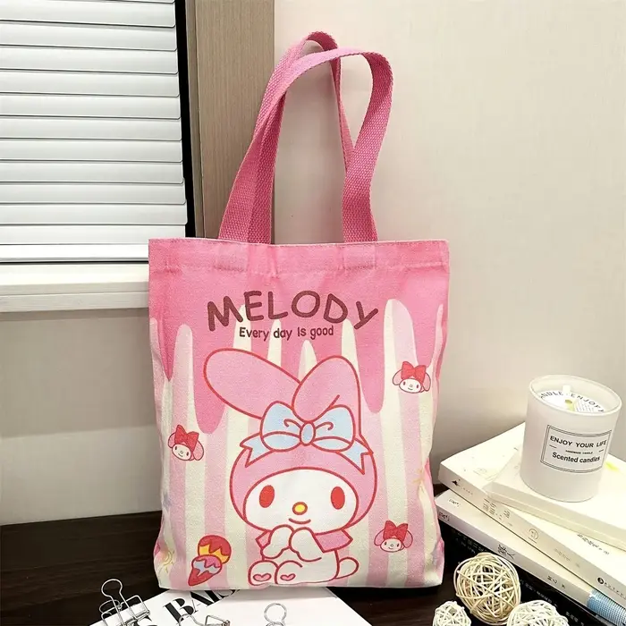 Sac fourre-tout en toile rose Kawaii été 2026