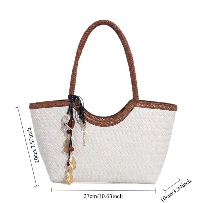 Sac cabas rétro tressé de style français