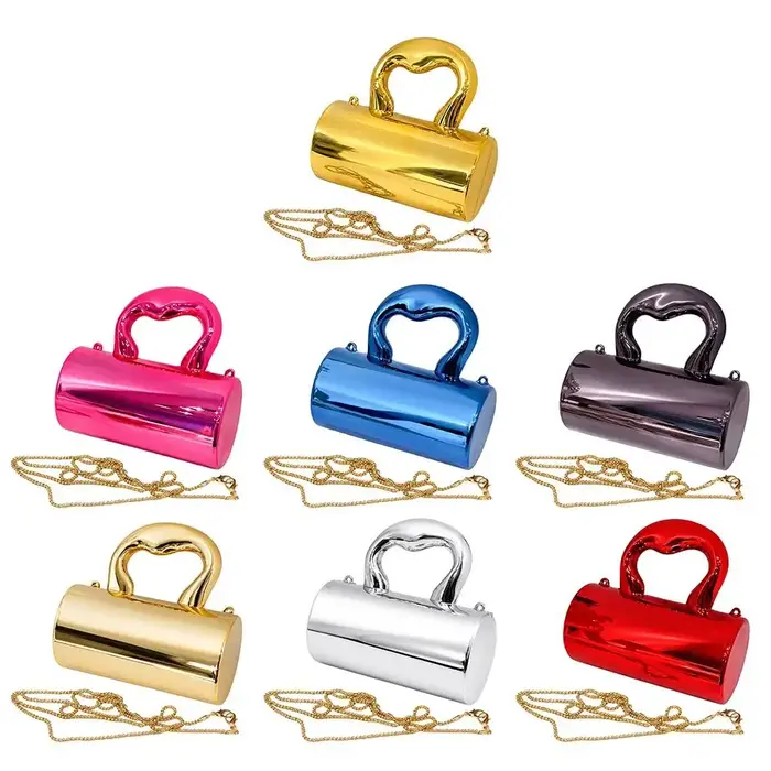 Pochette Mini Portable Dorée Scintillante de Luxe en Acrylique Sac à Main Bandoulière pour Femme