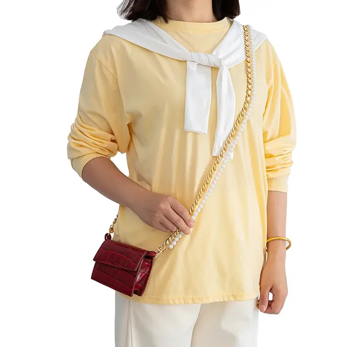Ensemble de sac à main en similicuir et perles pour femme