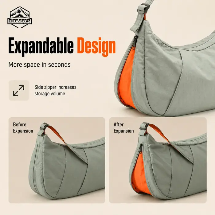 Sac à bandoulière extensible