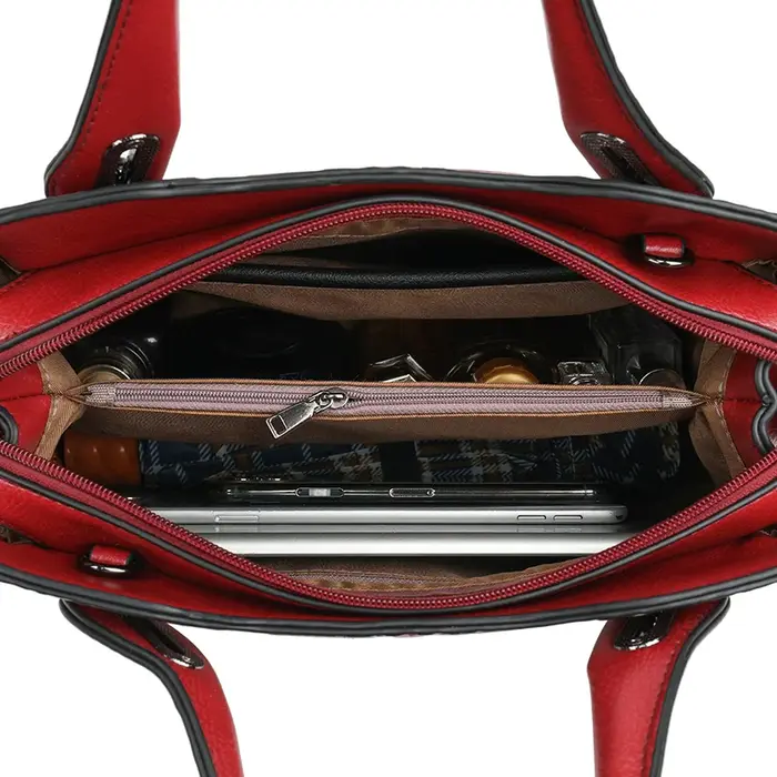 Sac à Main de Luxe Vintage Embossé en Cuir PU Élégant Grande Capacité pour Femmes