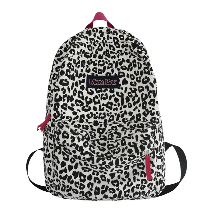 Sac à dos décontracté en toile à imprimé léopard pour femme