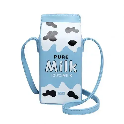 Sac à bandoulière en forme de boîte à lait pour femme, portable, drôle, téléphone, poudres, femme, 0