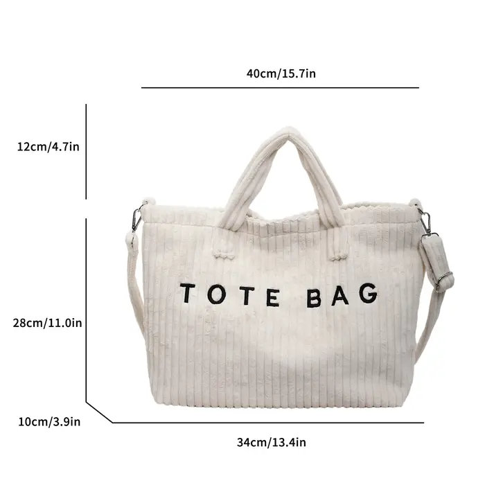 Sac fourre-tout en velours côtelé pour femmes