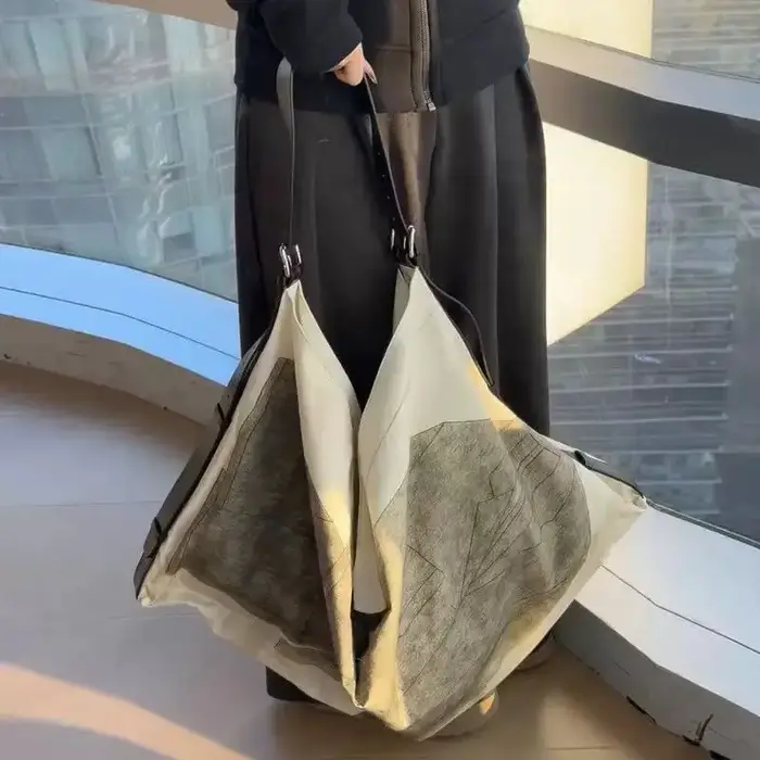 Sac fourre-tout décontracté en toile imprimée vent froid, sac de rangement de Shopping de grande cap
