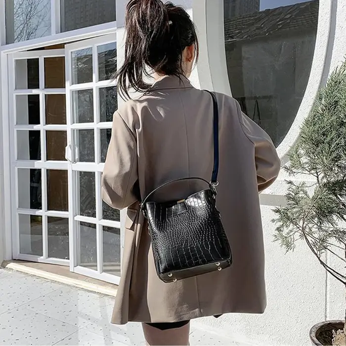 Sac à main vintage en cuir d'alligator pour femmes