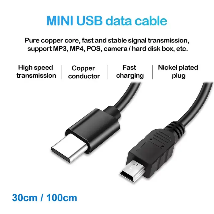Câble adaptateur USB C vers Mini USB