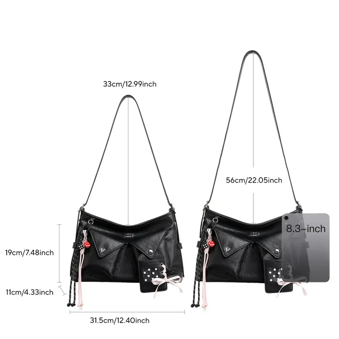 Sac à bandoulière toutou en cuir PU, tendance y2k, sac fourre-tout en dentelle Sweet Cool, sac Ita a